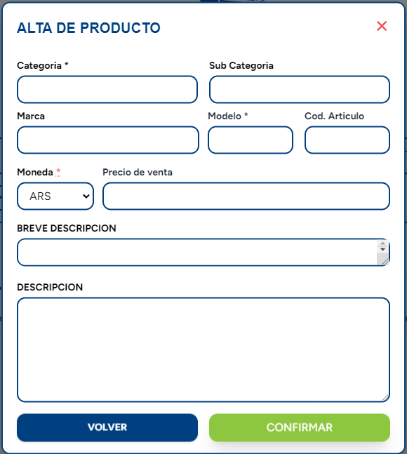 Vista de Productos Cargados